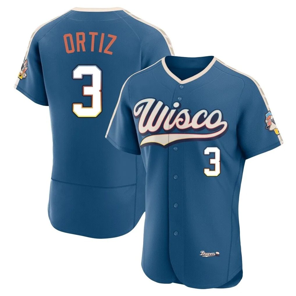Milwaukee Brewers #3 Joey Ortiz Player Blue BFRAILEY 2026 City Connect Home Limited Elite Stitched Jerseys