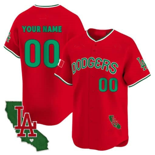 Custom Los Angeles Dodgers Mexico California Patch Vapor Premier Limited Jersey V3 ¨C Red BFRAILEY