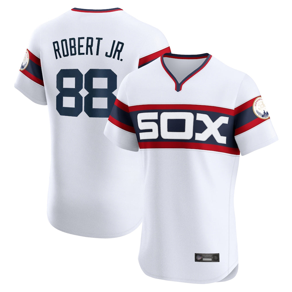 Chicago White Sox #88 Luis Robert Jr Player White BFRAILEY T-shirt Limited Elite Home Stitched Jerseys