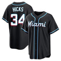 Miami Marlins #34 Liam Hicks Player Black BFRAILEY Fashion Out Home Game Stitched Jerseys