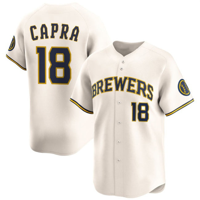 Milwaukee Brewers #18 Vinny Capra Cream BFRAILEY 2025 Limited Stitched Jersey