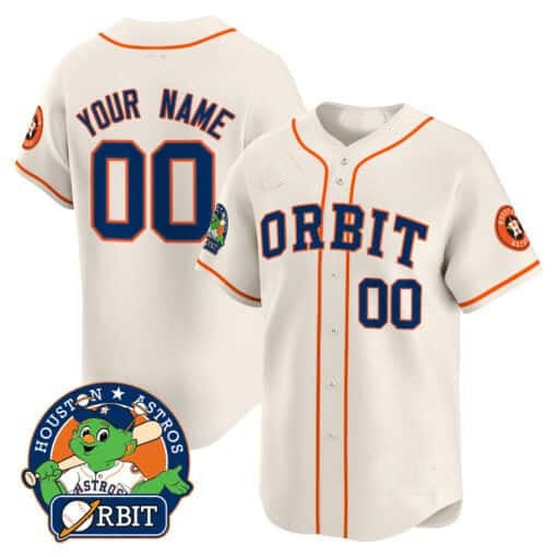 Custom Houston Astros Orbit Patch Vapor Premier Limited Jersey ¨C Cream BFRAILEY