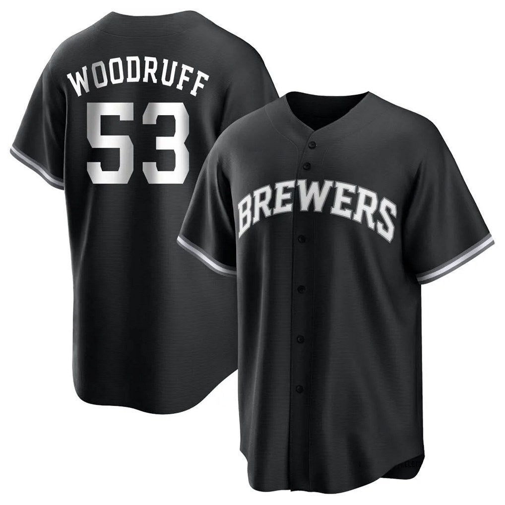 Milwaukee Brewers #53 Brandon Woodruff Player Black BFRAILEY Game Home Stitched Jerseys