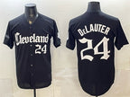 Cleveland Guardians #24 Chase DeLauter Black BFRAILEY Gothic Vapor Premier Limited Stitched Jersey