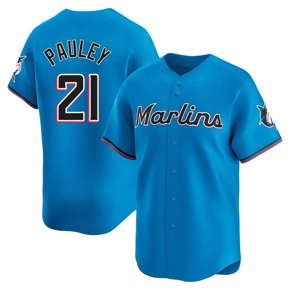 Miami Marlins #21 Graham Pauley Player Blue BFRAILEY Home Limited Stitched Jerseys