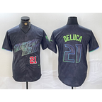 Tampa Bay Rays #21 Jonny DeLuca Number Charcoal BFRAILEY 2024 City Connect Limited Stitched Jerseys 2