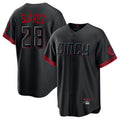 Cincinnati Reds #28 Eugenio Suarez Player Black BFRAILEY City Connect Home Game Stitched Jerseys