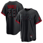 Cincinnati Reds #28 Eugenio Suarez Player Black BFRAILEY City Connect Home Game Stitched Jerseys