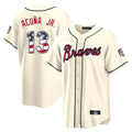 Atlanta Braves #13 Ronald Acuna Jr Player Cream BFRAILEY USA 250 Fourth Of July Limited Home Game Stitched Jerseys