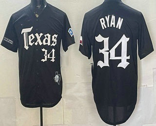 Texas Rangers #34 Nolan Ryan Black BFRAILEY Gothic Mexico 2025 Vapor Premier Limited Jersey
