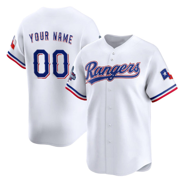 Custom Texas Rangers Active Player White BFRAILEY 2023 World Series Champions Stitched Jersey