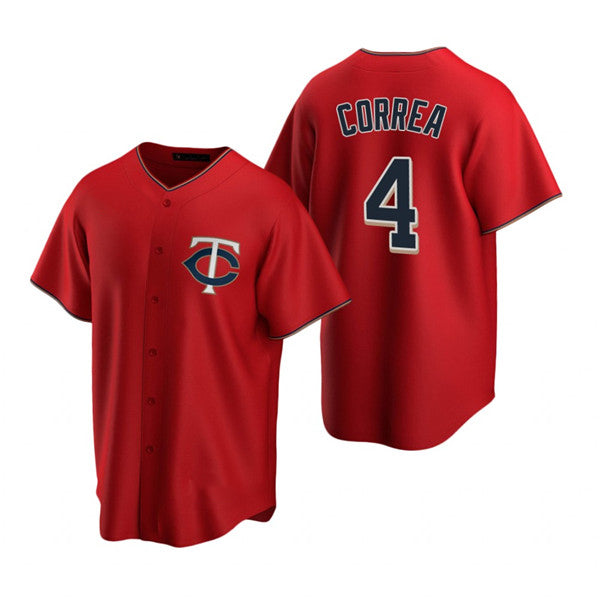 Minnesota Twins #4 Carlos Correa Red BFRAILEY Cool Base Stitched Jersey
