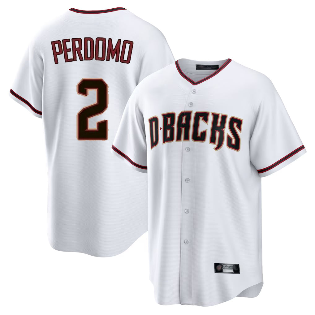 Arizona Diamondbacks #2 Geraldo Perdomo Player White BFRAILEY Home Game Stitched Jerseys