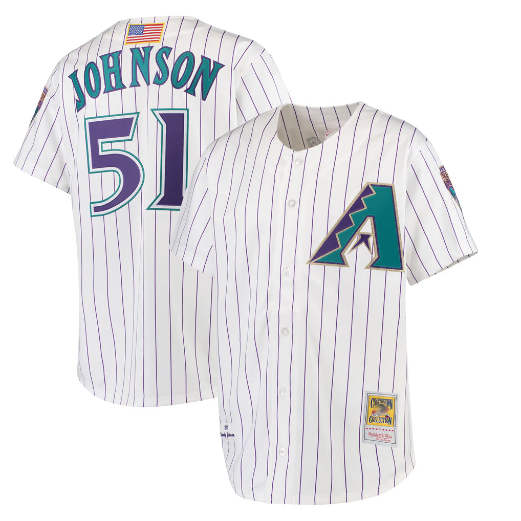 Arizona Diamondbacks #51 Randy Johnson Player White BFRAILEY Mitchell & Ness Limited Home Stitched Jerseys