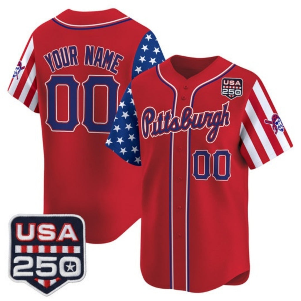 Custom Pittsburgh Pirates America 250 Edition Vapor Premier Limited Red BFRAILEY Stitched Jerseys