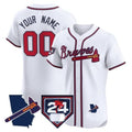 Custom Atlanta Braves 2024 Spring Training & Georgia Patch Vapor Premier Elite Jersey ¨C White BFRAILEY