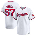 Cleveland Guardians #57 Shane Bieber White BFRAILEY Home Limited Stitched Jersey