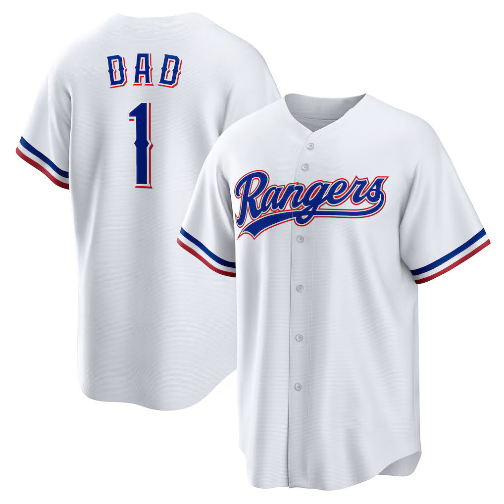 Texas Rangers #1 Dad Home White BFRAILEY Replica Jersey