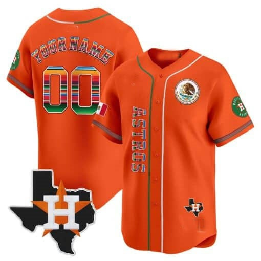 Custom Houston Astros Mexico Vapor Premier Limited Jersey V4 ¨C Orange BFRAILEY