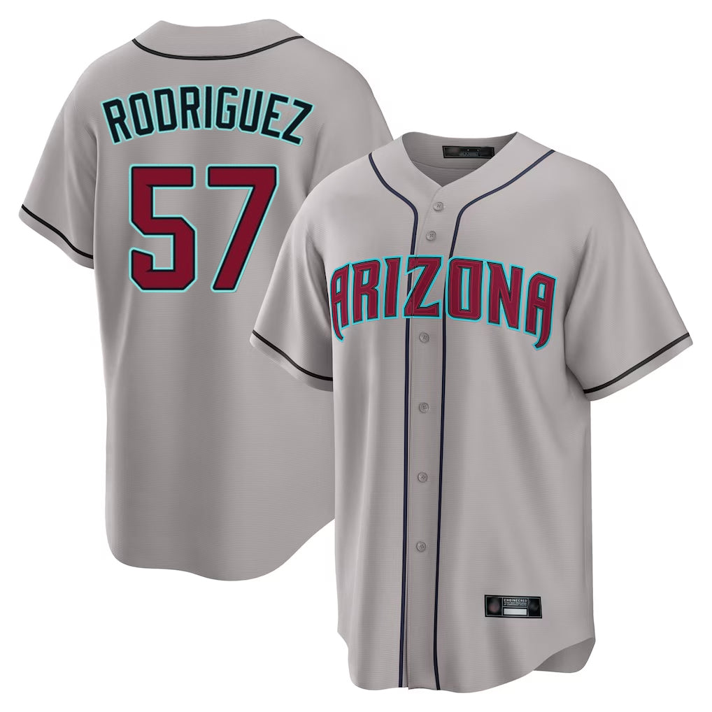Arizona Diamondbacks #57 Eduardo Rodriguez Player Gray BFRAILEY Road Home Game Stitched Jerseys