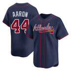 Atlanta Braves #44 Hank Aaron Player Navy BFRAILEY Limited Home Game Stitched Jerseys