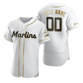 Custom Miami Marlins White BFRAILEY Stitched Flex Base Golden Edition Jersey