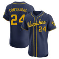 Milwaukee Brewers #24 William Contreras Player Navy BFRAILEY Home Limited Elite Stitched Jerseys