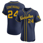 Milwaukee Brewers #24 William Contreras Player Navy BFRAILEY Home Limited Elite Stitched Jerseys