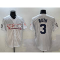 New York Yankees #3 Babe Ruth White BFRAILEY Bronx Graffiti Vapor Limited Stitched Jersey