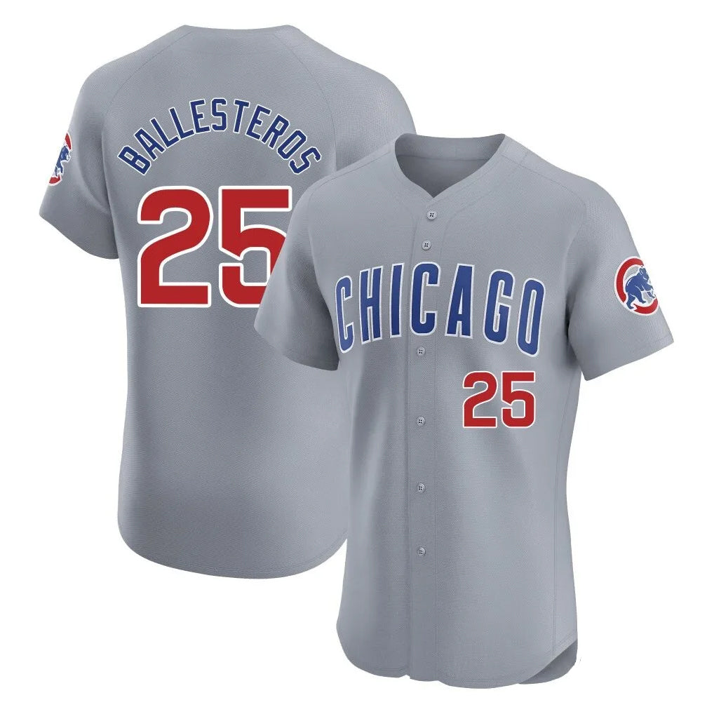 Chicago Cubs #25 Moises Ballesteros Player Gray BFRAILEY Road Limited Elite Home Stitched Jerseys
