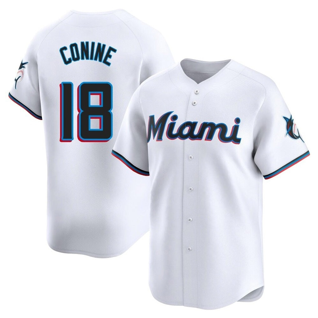 Miami Marlins #18 Griffin Conine Player White BFRAILEY Home Limited Stitched Jerseys