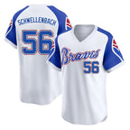 Atlanta Braves #56 Spencer Schwellenbach Player White BFRAILEY Throwback Cooperstown Collection T-shirt Game Stitched Jerseys