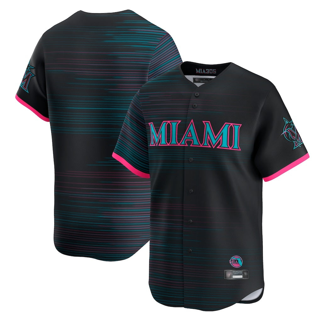 Miami Marlins Blank Player Black BFRAILEY City Connect Home Limited Stitched Jerseys