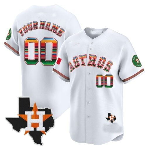 Custom Houston Astros Mexico Texas Patch Vapor Premier Limited Jersey ¨C White BFRAILEY