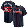 Atlanta Braves #56 Spencer Schwellenbach Player Navy BFRAILEY Home Game Stitched Jerseys
