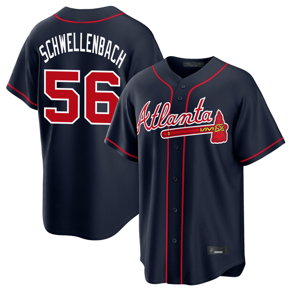 Atlanta Braves #56 Spencer Schwellenbach Player Navy BFRAILEY Home Game Stitched Jerseys