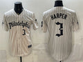Philadelphia Phillies #3 Bryce Harper Cream BFRAILEY Pinstripe Gothic Vapor Limited Stitched Jersey