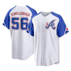 Atlanta Braves #56 Spencer Schwellenbach Player White BFRAILEY City Connect Home Game Stitched Jerseys