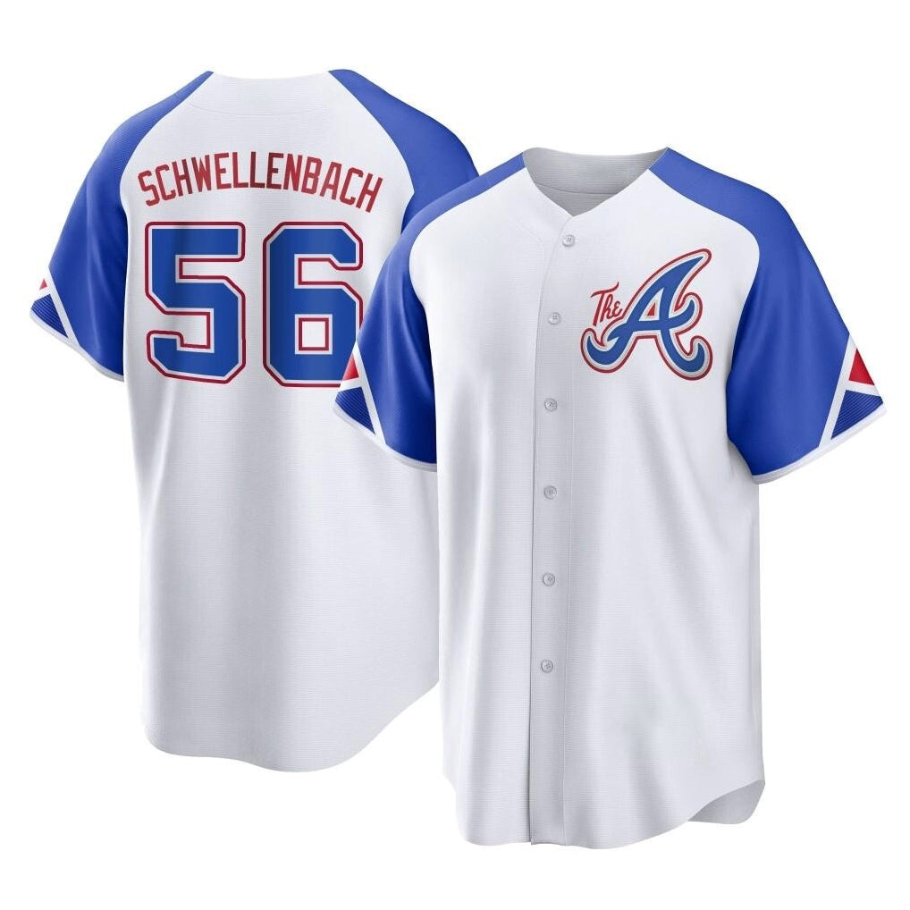 Atlanta Braves #56 Spencer Schwellenbach Player White BFRAILEY City Connect Home Game Stitched Jerseys