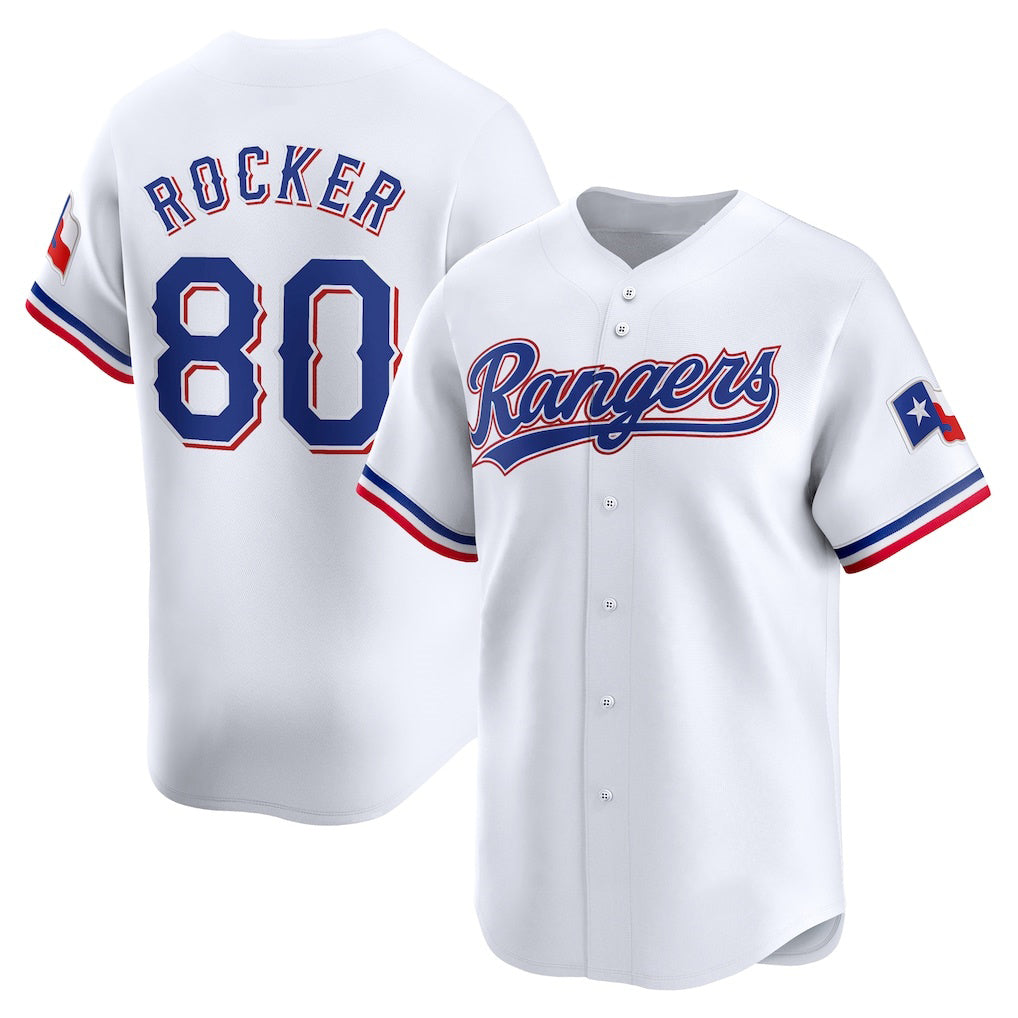 Texas Rangers #80 Kumar Rocker White BFRAILEY Home Limited Player Jersey