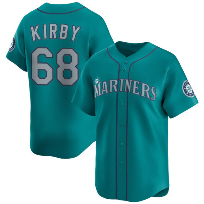 Seattle Mariners #68 George Kirby Aqua BFRAILEY Limited Stitched Jersey