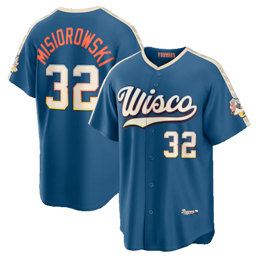 Milwaukee Brewers #32 Jacob Misiorowski Mineral Blue BFRAILEY 2026 City Connect Stadium Jersey