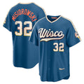 Milwaukee Brewers #32 Jacob Misiorowski Mineral Blue BFRAILEY 2026 City Connect Stadium Jersey