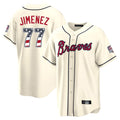 Atlanta Braves #77 Joe Jimenez Player Cream BFRAILEY USA 250 Fourth Of July Limited Home Game Stitched Jerseys