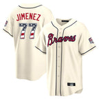 Atlanta Braves #77 Joe Jimenez Player Cream BFRAILEY USA 250 Fourth Of July Limited Home Game Stitched Jerseys