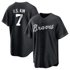 Atlanta Braves #7 Ha-Seong Kim Player Black BFRAILEY Home Game Stitched Jerseys