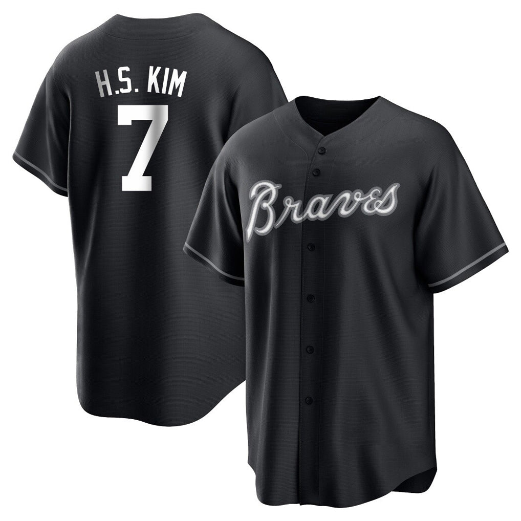 Atlanta Braves #7 Ha-Seong Kim Player Black BFRAILEY Home Game Stitched Jerseys