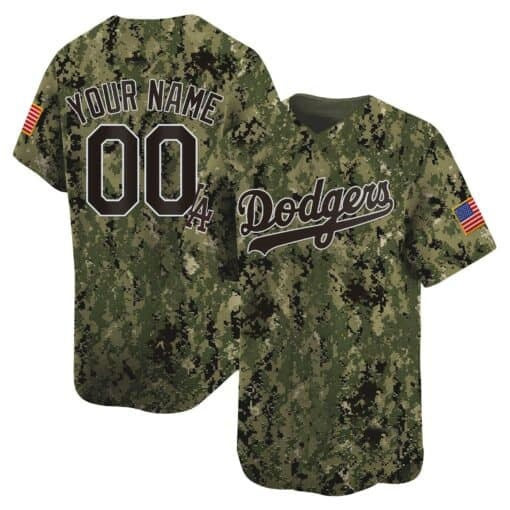 Custom Los Angeles Dodgers USMC Alternate Vapor Premier Limited Jersey ¨C All Stitched-Woodland BFRAILEY