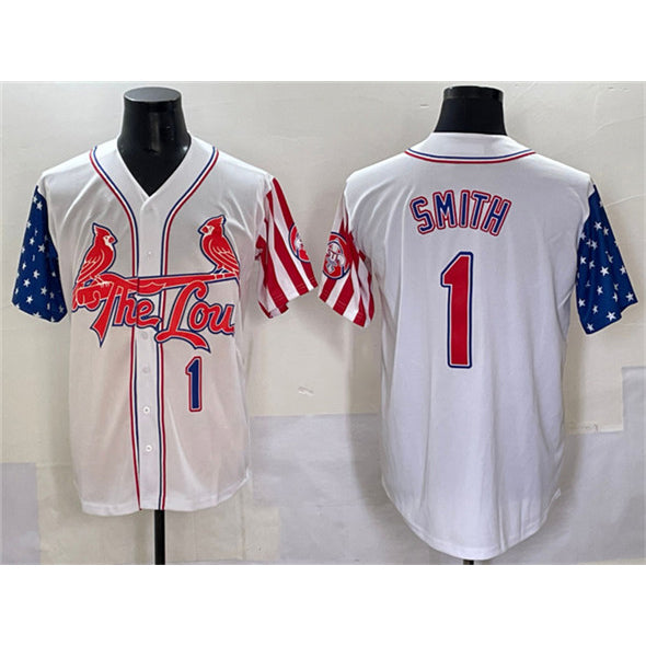St. Louis Cardinals #1 Ozzie Smith White BFRAILEY Independence Day Vapor Premier Limited Stitched Jersey
