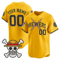 Custom Milwaukee Brewers x One Piece Gold BFRAILEY Vapor Premier Limited Jersey - Stitched